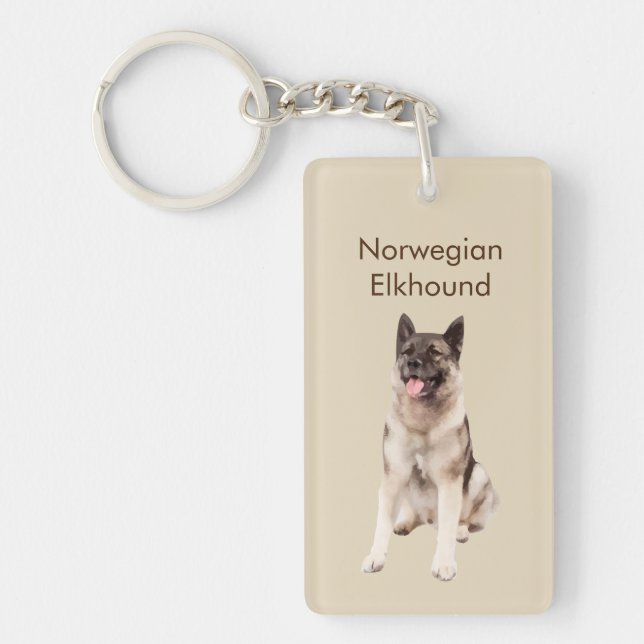 Norwegian Elkhound Dog Breed Key Ring (Front)