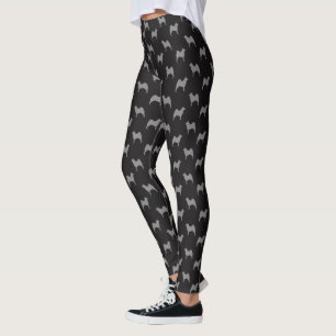 Norwegian Elkhound Dog Breed Silhouettes Pattern Leggings