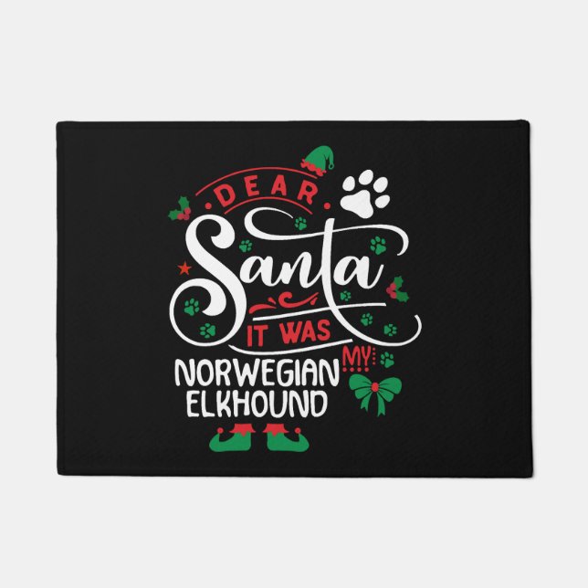 Norwegian Elkhound Dog Christmas Dog breed Doormat (Front)