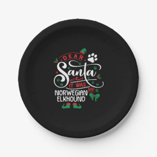 Norwegian Elkhound Dog Christmas Dog breed Paper Plate