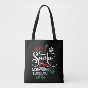 Norwegian Elkhound Dog Christmas Dog breed Tote Bag