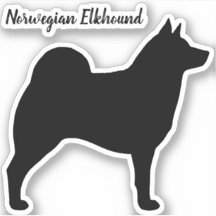 Norwegian Elkhound Dog Silhouette Vinyl Sticker