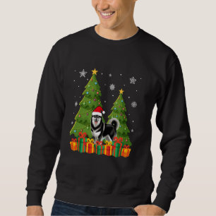Norwegian Elkhound Dog Xmas Tree Santa Hat Ugly Ch Sweatshirt