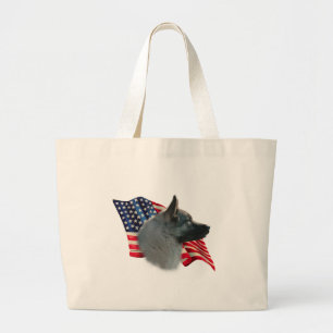 Norwegian Elkhound Flag Large Tote Bag