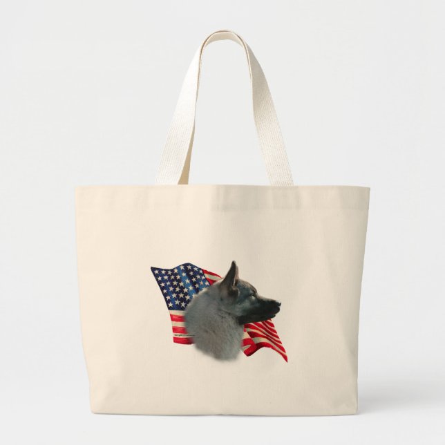 Norwegian Elkhound Flag Large Tote Bag (Front)