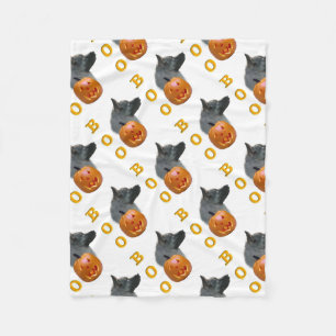 Norwegian Elkhound Halloween Boo Fleece Blanket