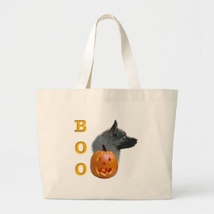 Norwegian Elkhound Halloween Boo Large Tote Bag