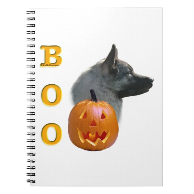 Norwegian Elkhound Halloween Boo Notebook (Front)