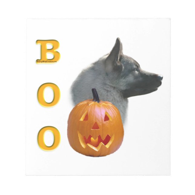 Norwegian Elkhound Halloween Boo Notepad (Front)
