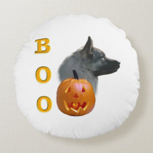 Norwegian Elkhound Halloween Boo Round Cushion