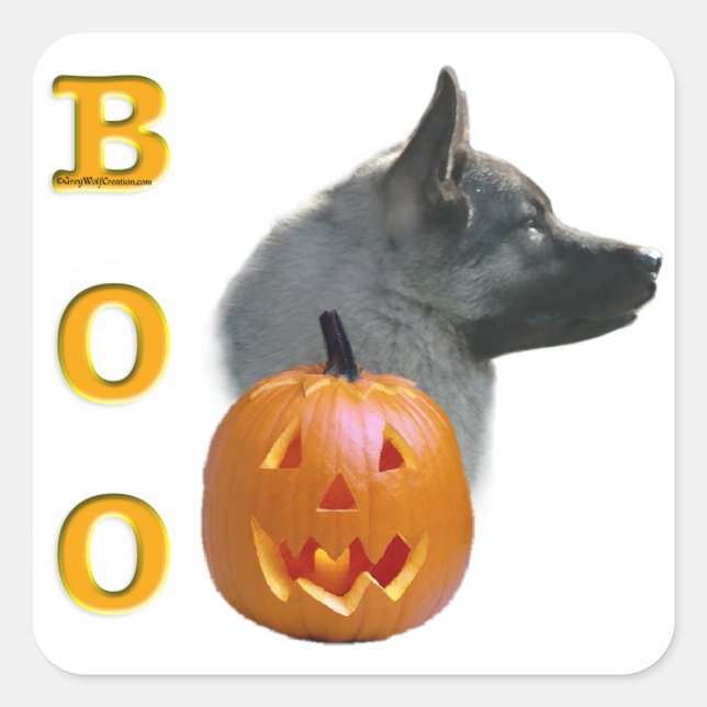 Norwegian Elkhound Halloween Boo Square Sticker (Front)