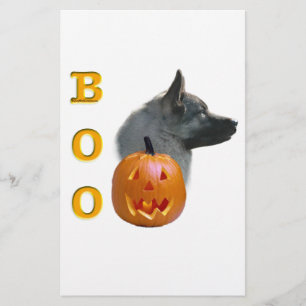 Norwegian Elkhound Halloween Boo Stationery