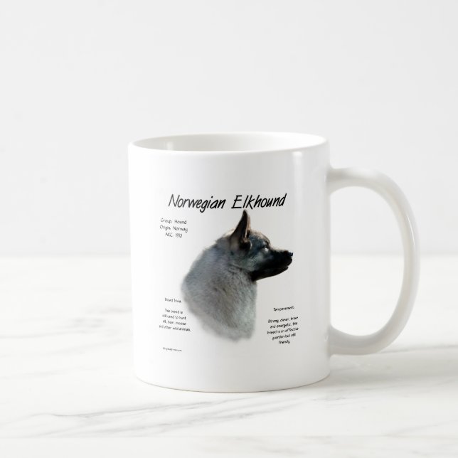 Norwegian Elkhound History Design Coffee Mug (Right)