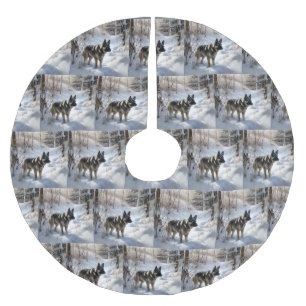 Norwegian Elkhound Let It Snow Christmas Brushed Polyester Tree Skirt