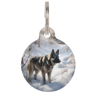 Norwegian Elkhound Let It Snow Christmas Pet Tag
