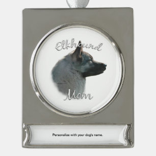 Norwegian Elkhound Mum 2 Silver Plated Banner Ornament