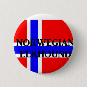 norwegian elkhound name norway-flag 6 cm round badge
