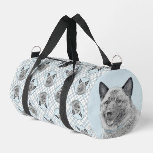 Norwegian Elkhound Painting Cute Original Dog Art Duffle Bag
