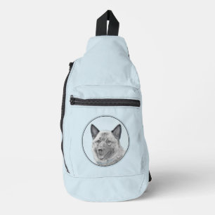 Norwegian Elkhound Painting Cute Original Dog Art Sling Bag