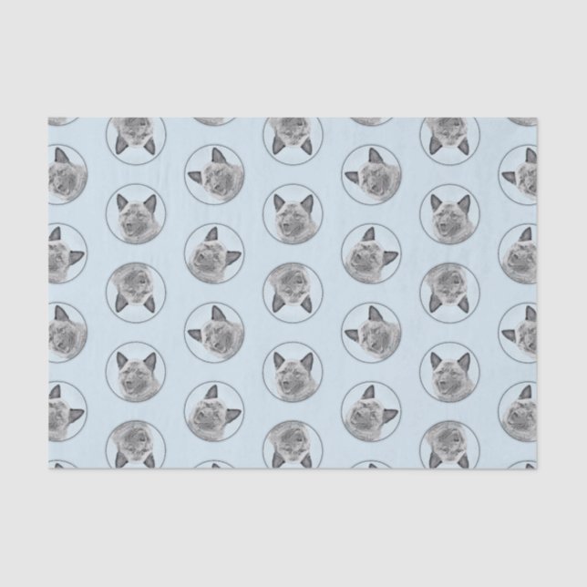 Norwegian Elkhound Painting Cute Original Dog Art Tissue Paper (Front)