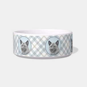 Norwegian Elkhound Painting - Original Dog Art Bowl