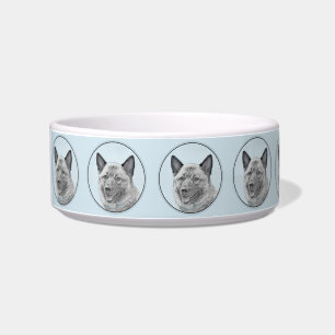 Norwegian Elkhound Painting - Original Dog Art Bowl