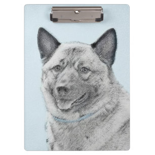 Norwegian Elkhound Painting - Original Dog Art Clipboard