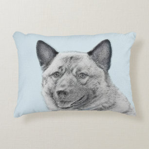 Norwegian Elkhound Painting - Original Dog Art Decorative Cushion