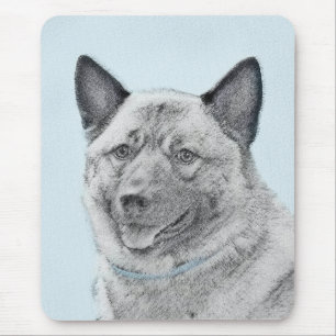 Norwegian Elkhound Painting - Original Dog Art Mouse Mat