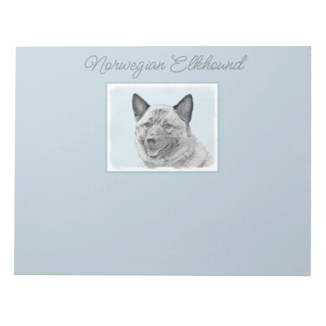 Norwegian Elkhound Painting - Original Dog Art Not Notepad (Front)