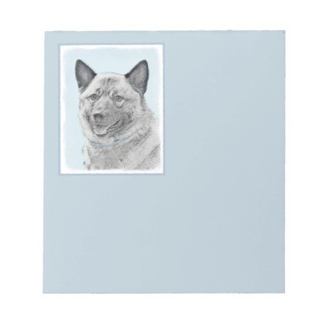 Norwegian Elkhound Painting - Original Dog Art Notepad (Front)