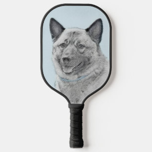 Norwegian Elkhound Painting - Original Dog Art Pickleball Paddle