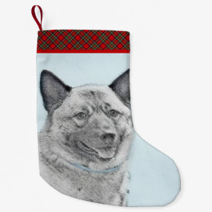 Norwegian Elkhound Painting - Original Dog Art Small Christmas Stocking