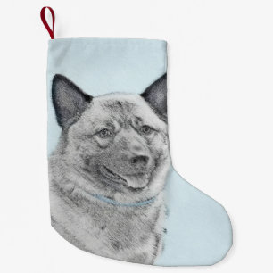 Norwegian Elkhound Painting - Original Dog Art Small Christmas Stocking