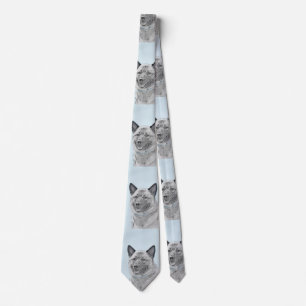 Norwegian Elkhound Painting - Original Dog Art Tie