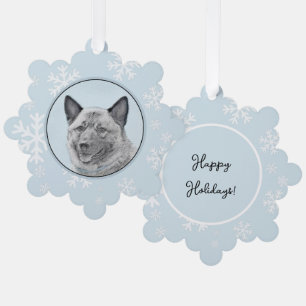 Norwegian Elkhound Painting - Original Dog Art Tree Decoration Card