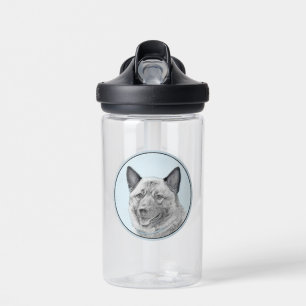 Norwegian Elkhound Painting - Original Dog Art Water Bottle