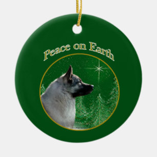 Norwegian Elkhound Peace Ceramic Tree Decoration