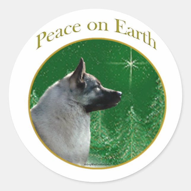 Norwegian Elkhound Peace Classic Round Sticker (Front)