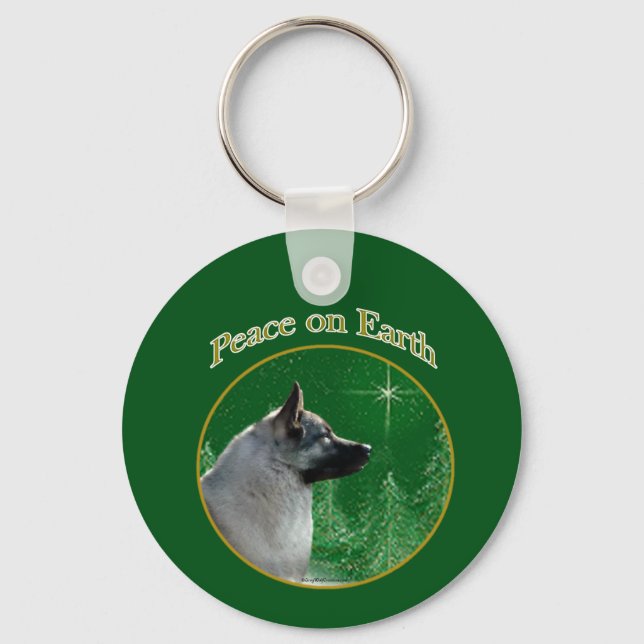 Norwegian Elkhound Peace Key Ring (Front)