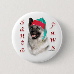 Norwegian Elkhound Santa Paws 6 Cm Round Badge