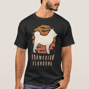 Norwegian Elkhound Vintage Retro Classic Dog Sunse T-Shirt
