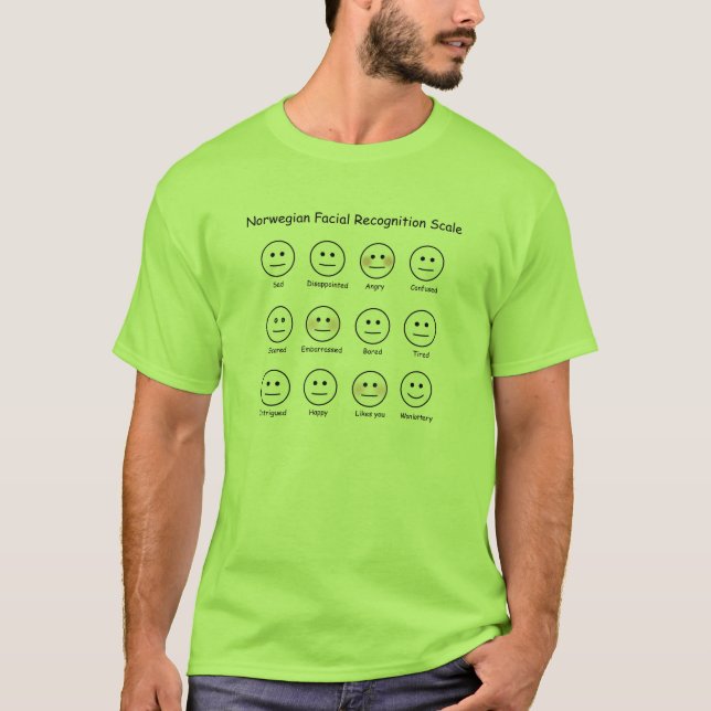 Norwegian Facial Recognition Scale Funny T-shirt (Front)