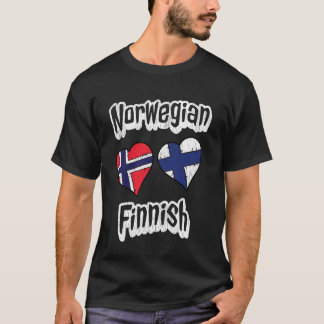 Norwegian Finnish Flag Heart Combo Norway Finland T-Shirt