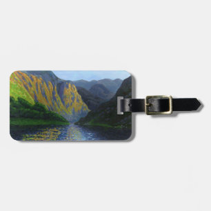 Norwegian fjord approaching sunset luggage tag