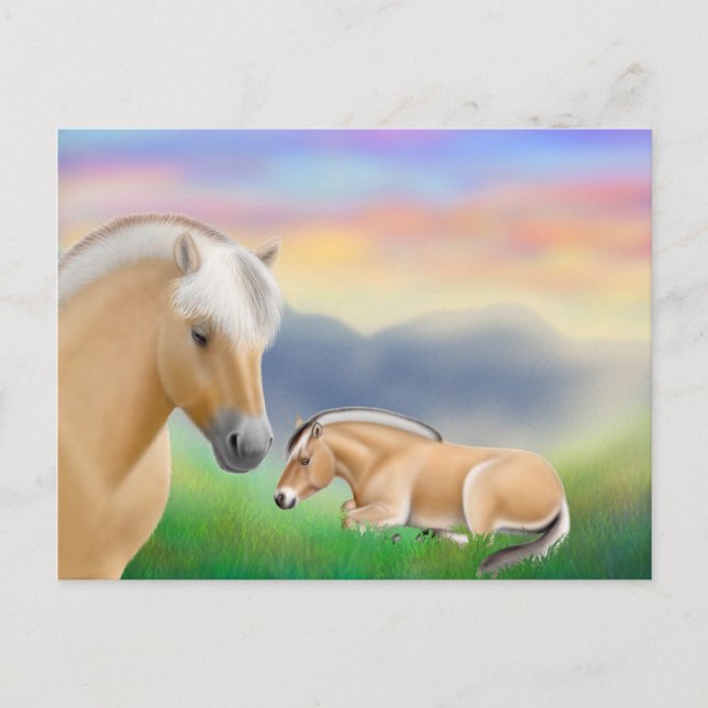Norwegian Fjord Horses Postcard (Front)