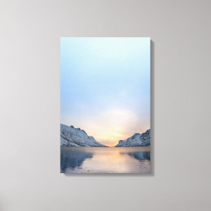 Norwegian Fjord in Winter Landscape photo Canvas Print