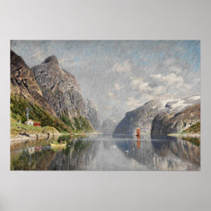 Norwegian fjord landscape poster