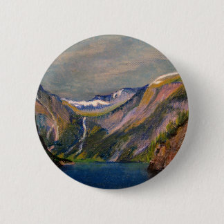 Norwegian fjord oil pastel 6 cm round badge