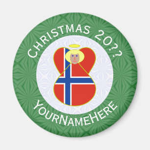 Norwegian Flag Christmas Angel Personalised Magnet